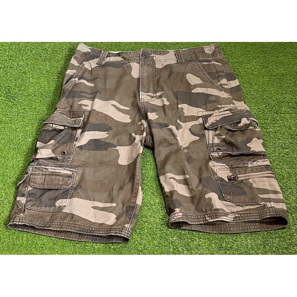 Plugg Camouflage Cargo Shorts Men's 32 11" Inseam Vintage Y2k Baggy Tactical